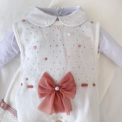  Saída de Maternidade Céu Estrelado Salopete - Off White e Rose